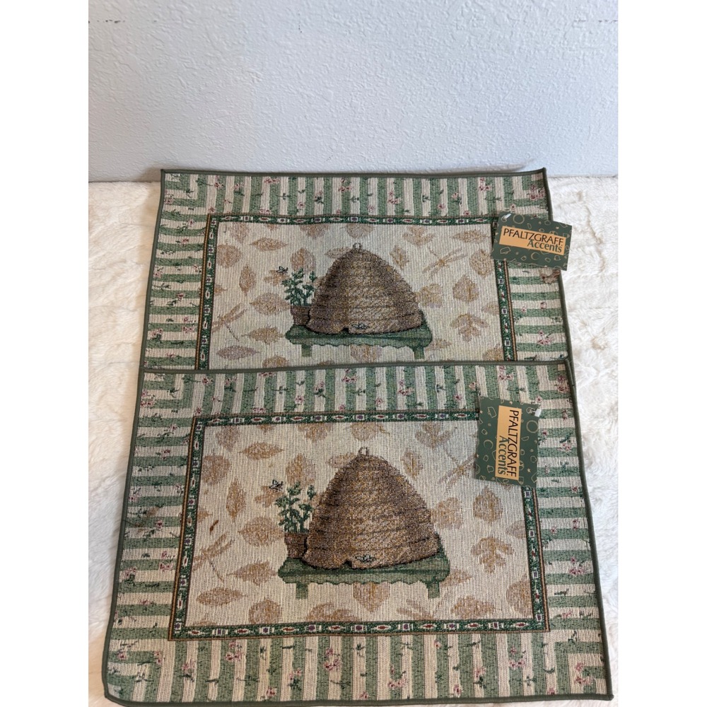 Pfaltzgraff Naturewood Beehive Tapestry Placemats Set of 2 Vintage 1998 NWT USA